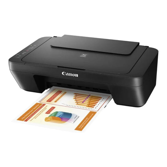 Canon printer with printed document on a white background