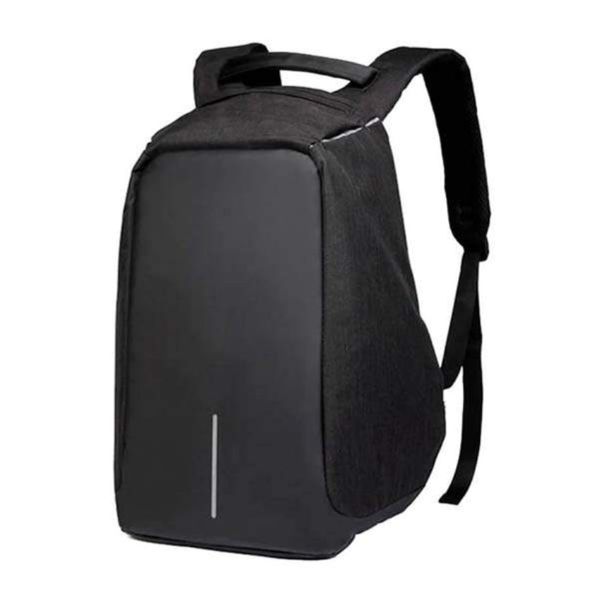 Black backpack on a white background