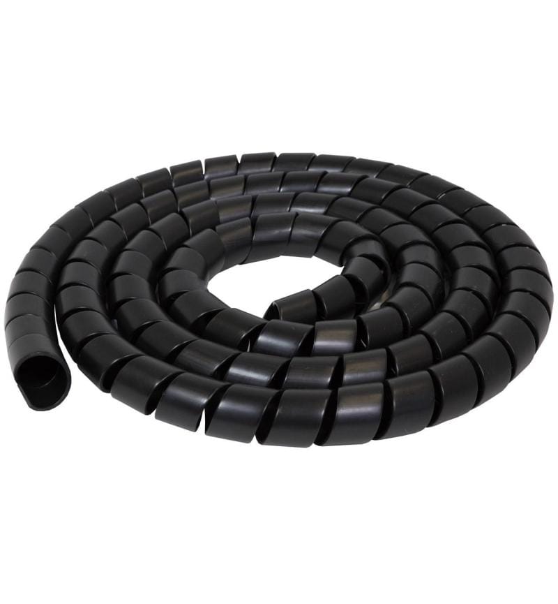 MicroWorld Spiral Wrap Black 1.8m x 20mm – Flexible Cable Sleeve for Neat Wire Management