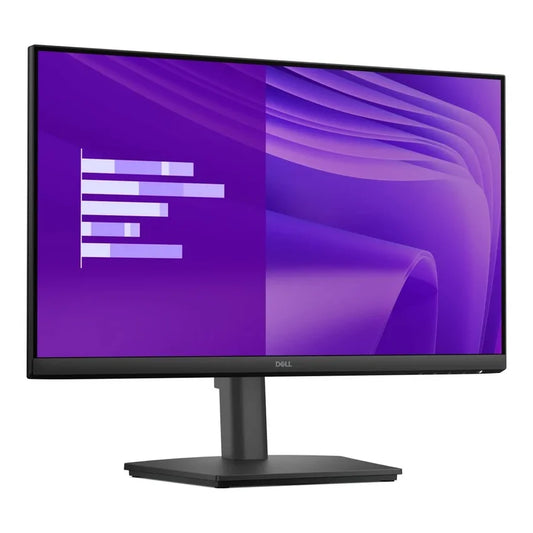 Angled view of the Dell 210-BRDV E2425HSM 24" Full HD monitor with a purple display on a white background