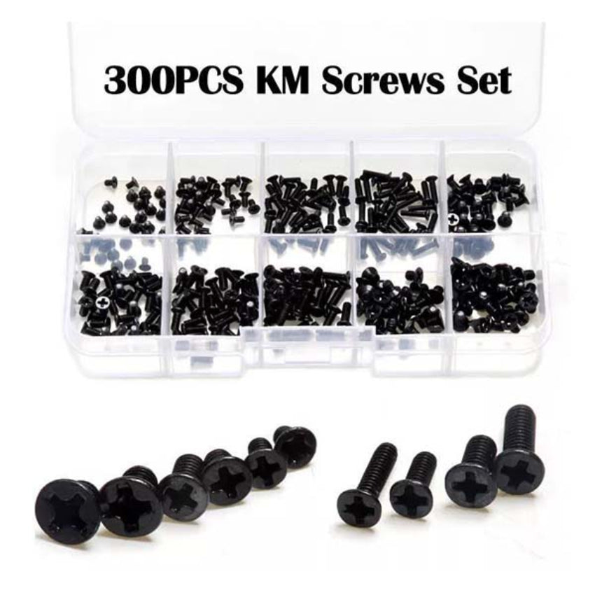 300PCS KM Screws Set with screws displayed in front on a white background