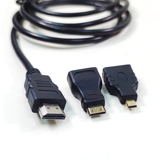 Three HDMI connectors of different types on a white background
