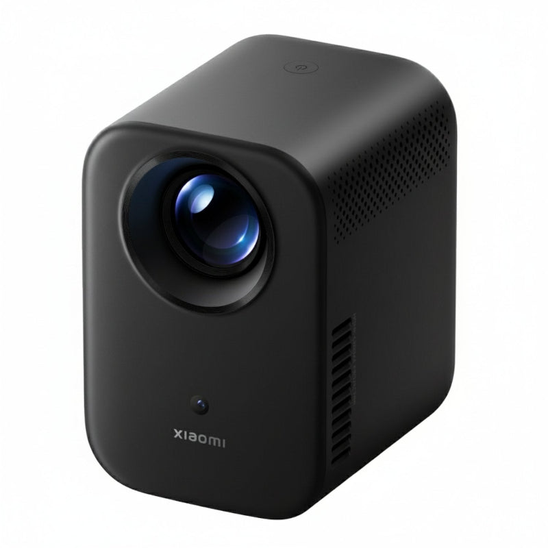 Black Xiaomi projector on a white background