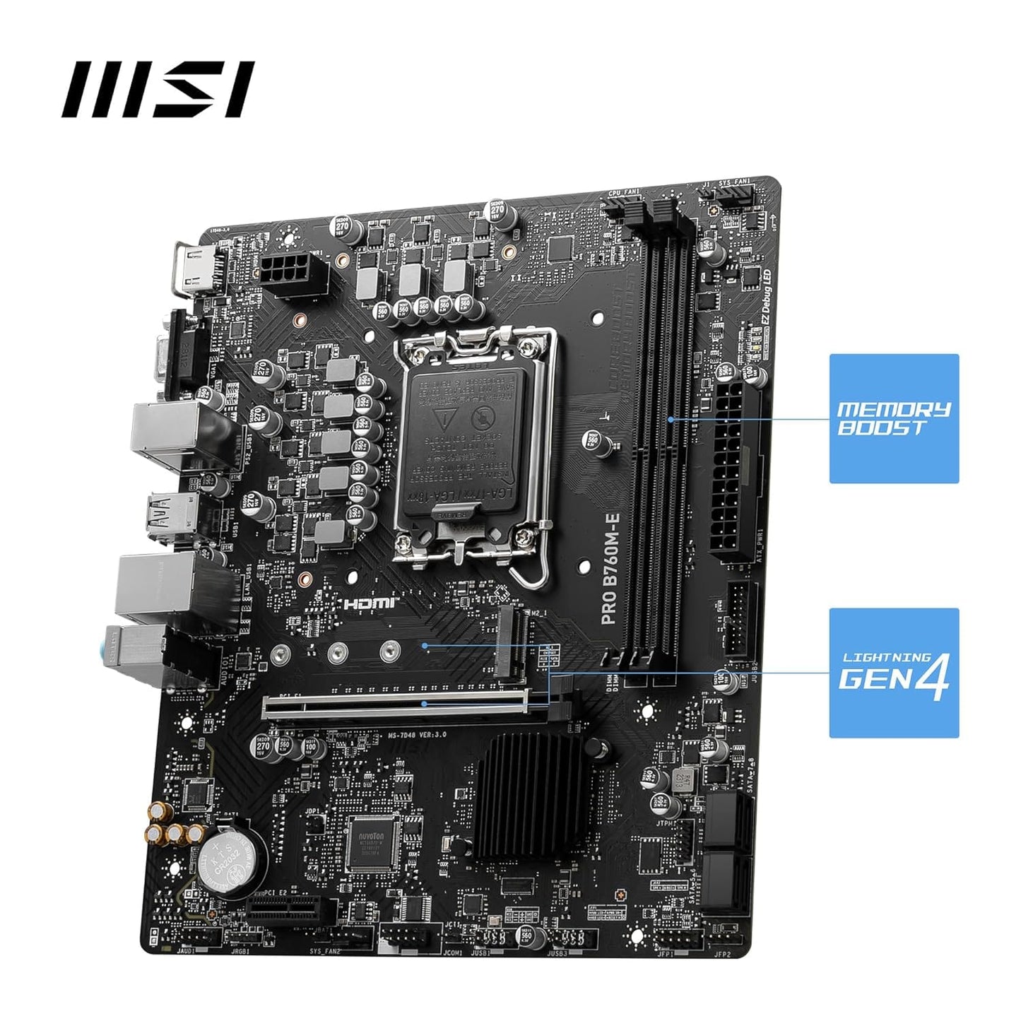 MSI PRO B760M-E DDR5 mATX Motherboard LGA 1700 Intel