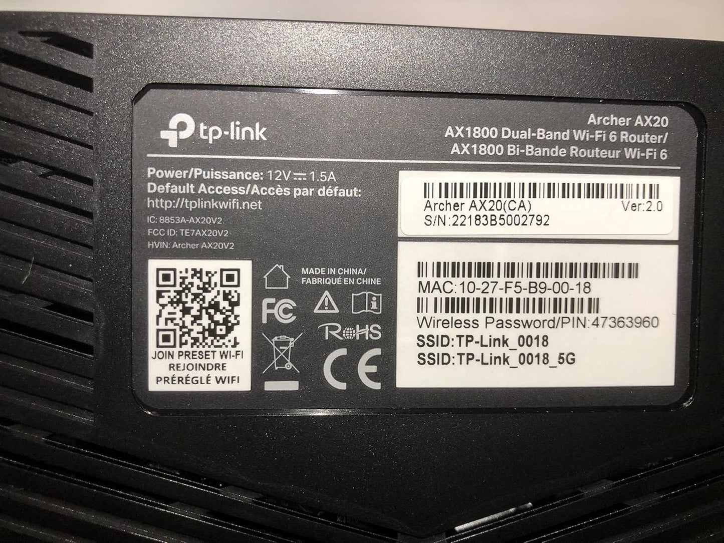 TP-Link WiFi 6 AX1800 Dual Band Gigabit Router with Parental Control