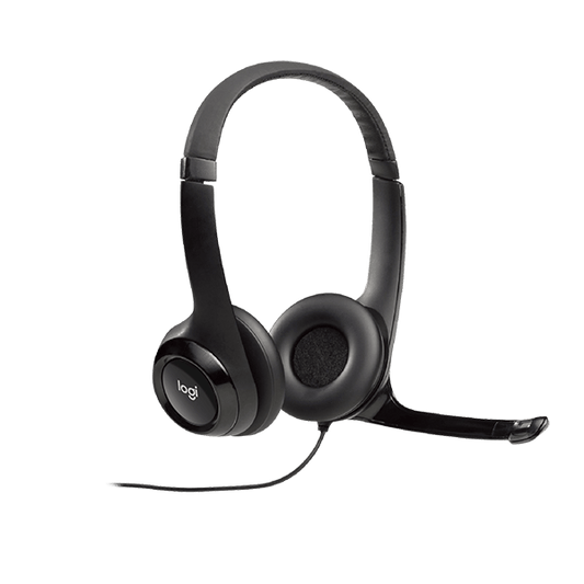 981-000406 - Logitech Headset H390 Black USB-A Stereo Internet headset adjustable headband Noise cancelling rotating microphone