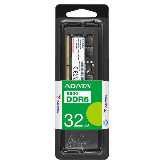 ADATA AD5S560016G-S 16GB DDR5 5600Mhz ECC SO-DIMM memory module packaging on a white background