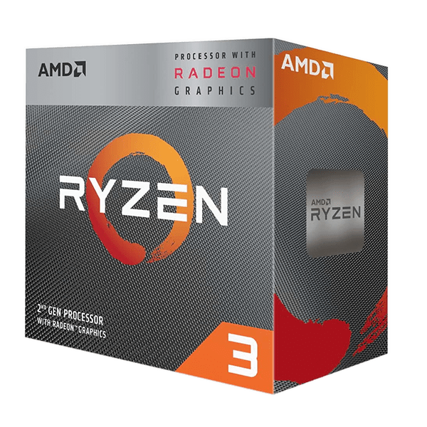AMD Ryzen 3 3200G SKT AM4 CPU; 4 Core/4 Thread; Base Clock 3.6GHz; Max Boost Clock 4GHz; 6 MB Cache; TDP 65W; RX Vega Graphics