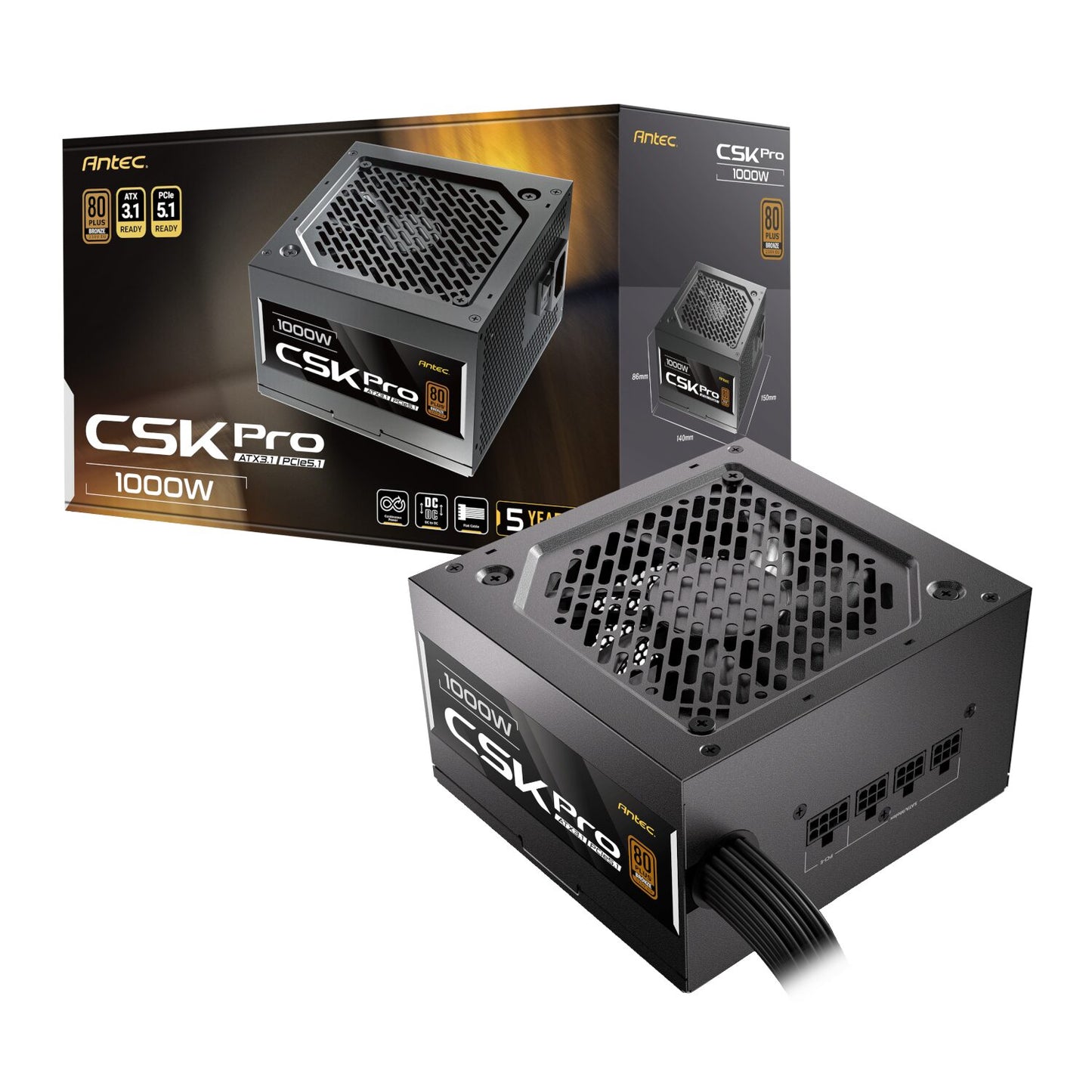 CSK Pro 1000W power supply unit with packaging on a white background