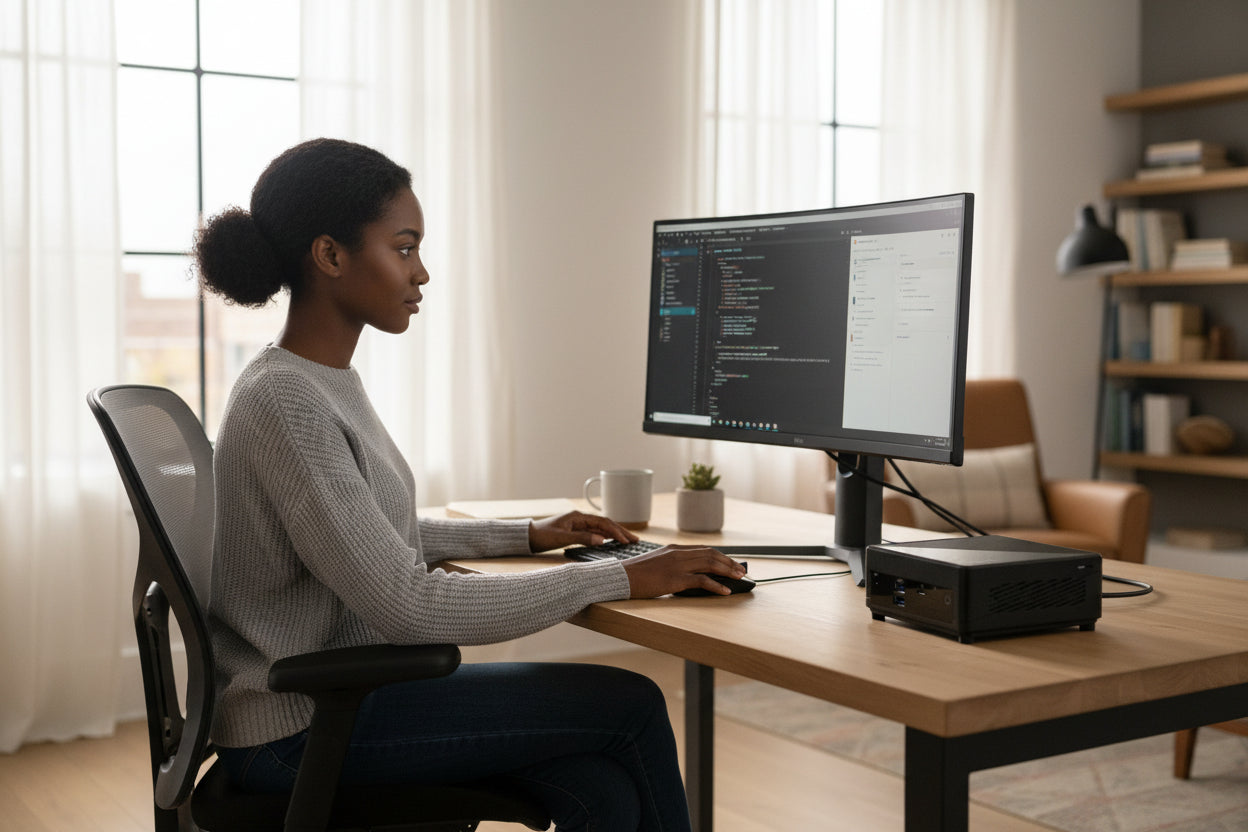 Rear I/O ports on the MSI Cubi 5 12M mini PC including Thunderbolt 4.