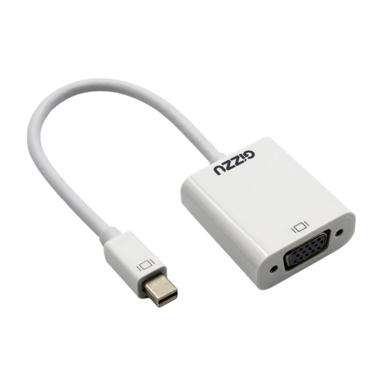 Gizzu White Mini Display Port to VGA Adapter