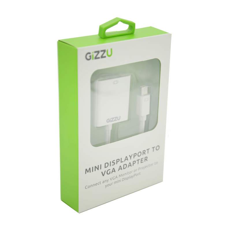 Gizzu White Mini Display Port to VGA Adapter