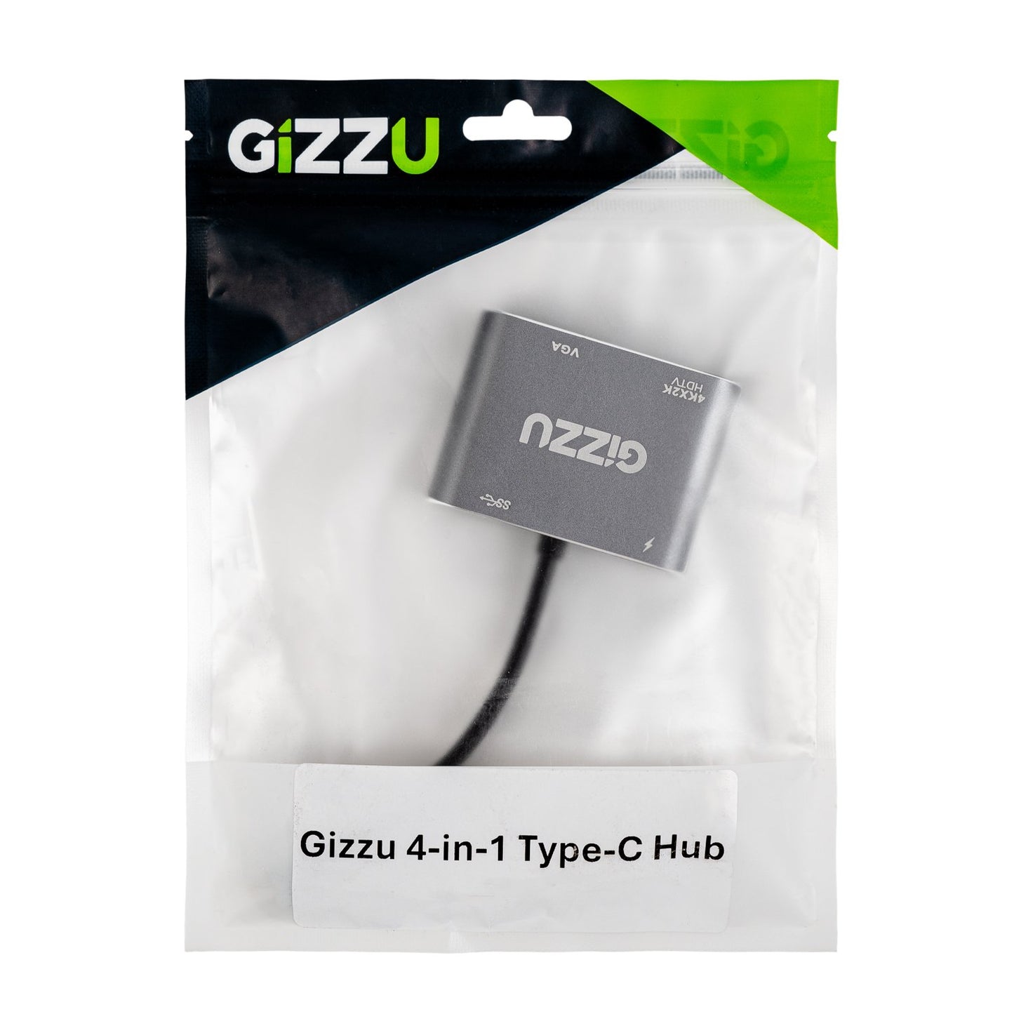 Gizzu 4-in-1 Type-C to HDMI/VGA/USB3.0 Hub – Grey