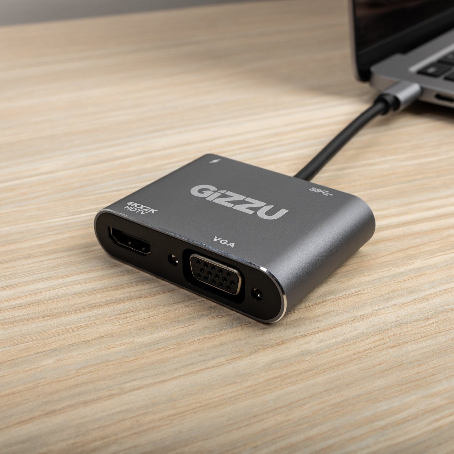 Gizzu 4-in-1 Type-C to HDMI/VGA/USB3.0 Hub – Grey