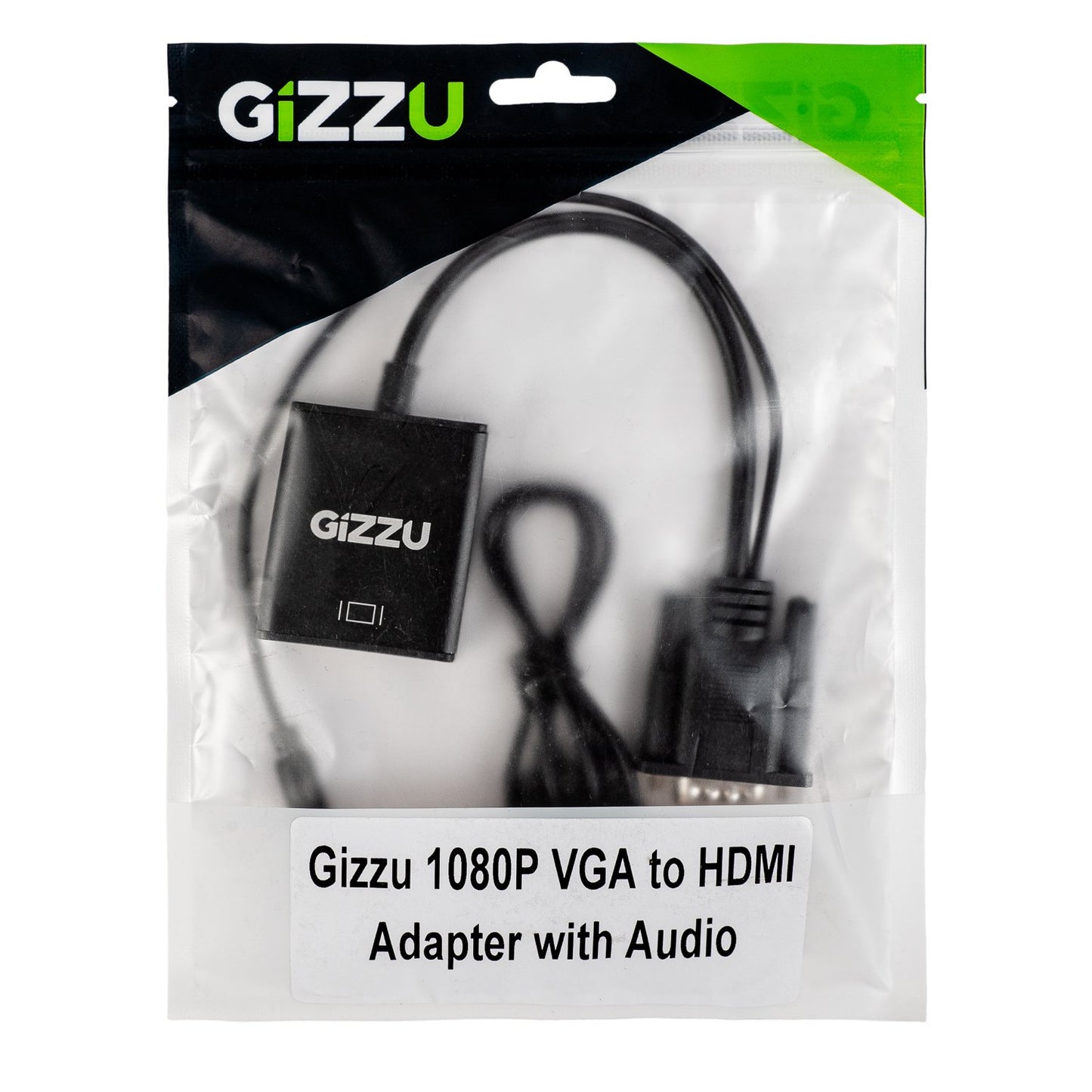 Gizzu 1080P VGA to HDMI Adapter - with Audio (Black)