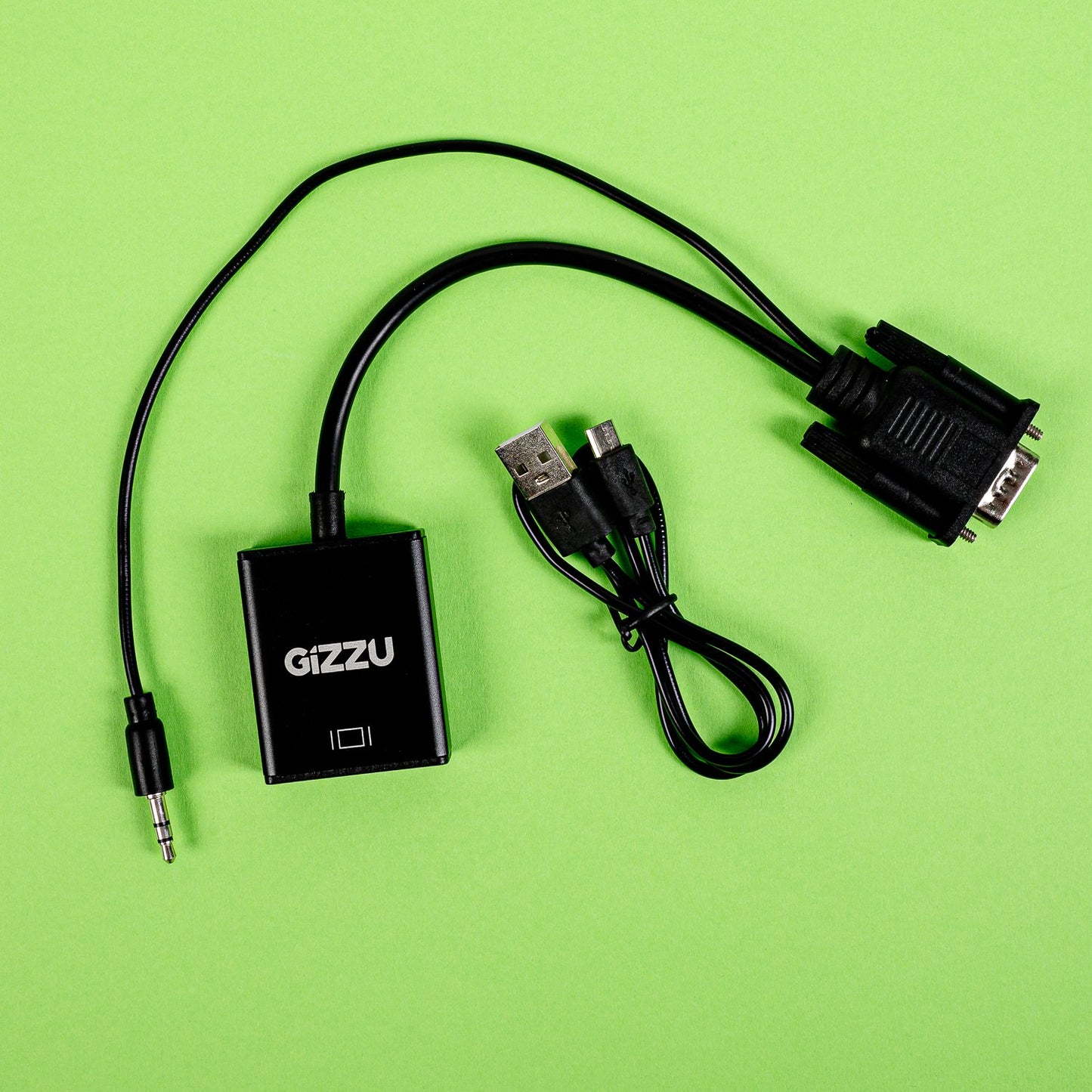 Gizzu 1080P VGA to HDMI Adapter - with Audio (Black)