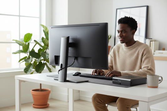 Context image of the case connected to a living room TV for HTPC use.