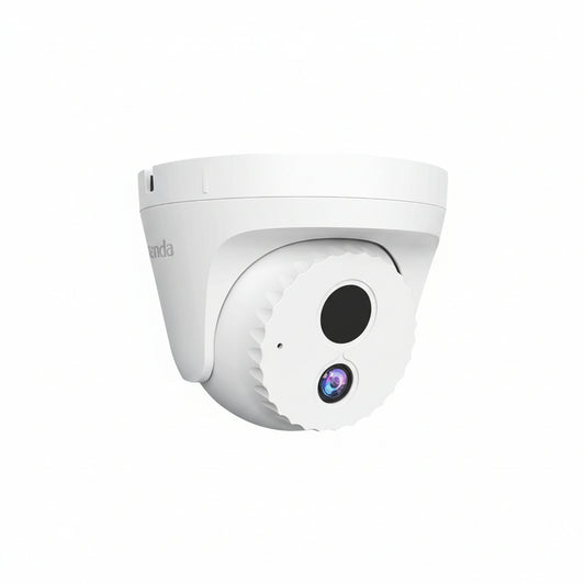 Side profile showing the conch-style dome housing and mounting bracket.