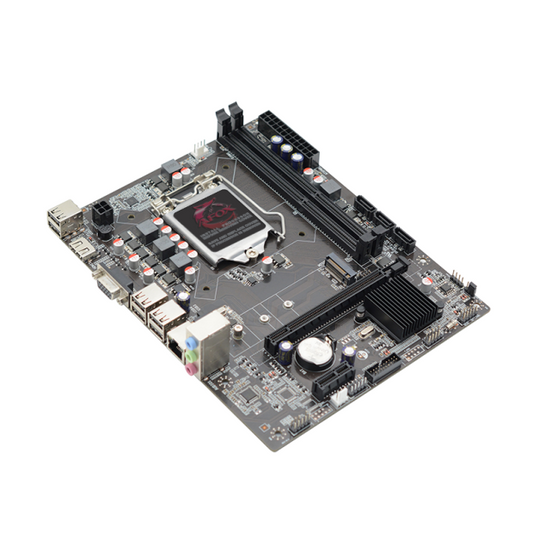 Computer motherboard on a white background