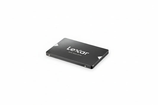 Top-down view of the Lexar NS100 LNS100512RB SSD.