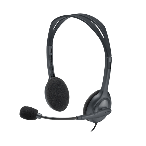 981-000593 - Logitech Headset H111 Analog Stereo Headset One plug Noise Cancelling mic full stereo sound Flexible Rotating Boom