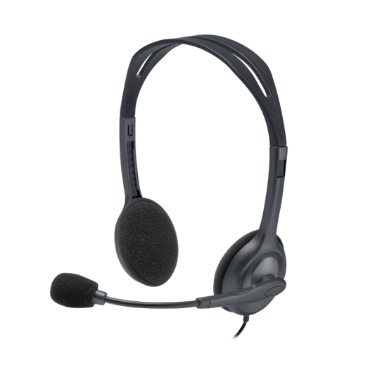 981-000593 - Logitech Headset H111 Analog Stereo Headset  One plug Noise Cancelling mic full stereo sound Flexible Rotating Boom