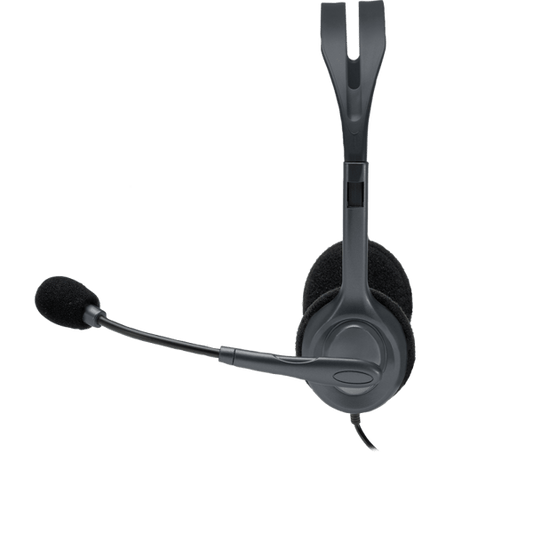 981-000593 - Logitech Headset H111 Analog Stereo Headset  One plug Noise Cancelling mic full stereo sound Flexible Rotating Boom