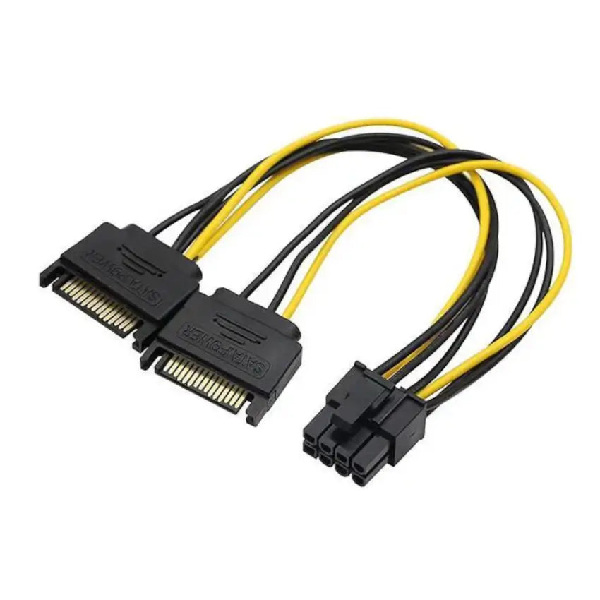 Computer cable with SATA and molex connectors on a white background
