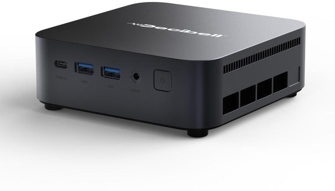 Blackview MP60-N150 mini PC with 16GB RAM, 512GB SSD, Windows 11 Pro in a compact 128x128x52mm chassis.