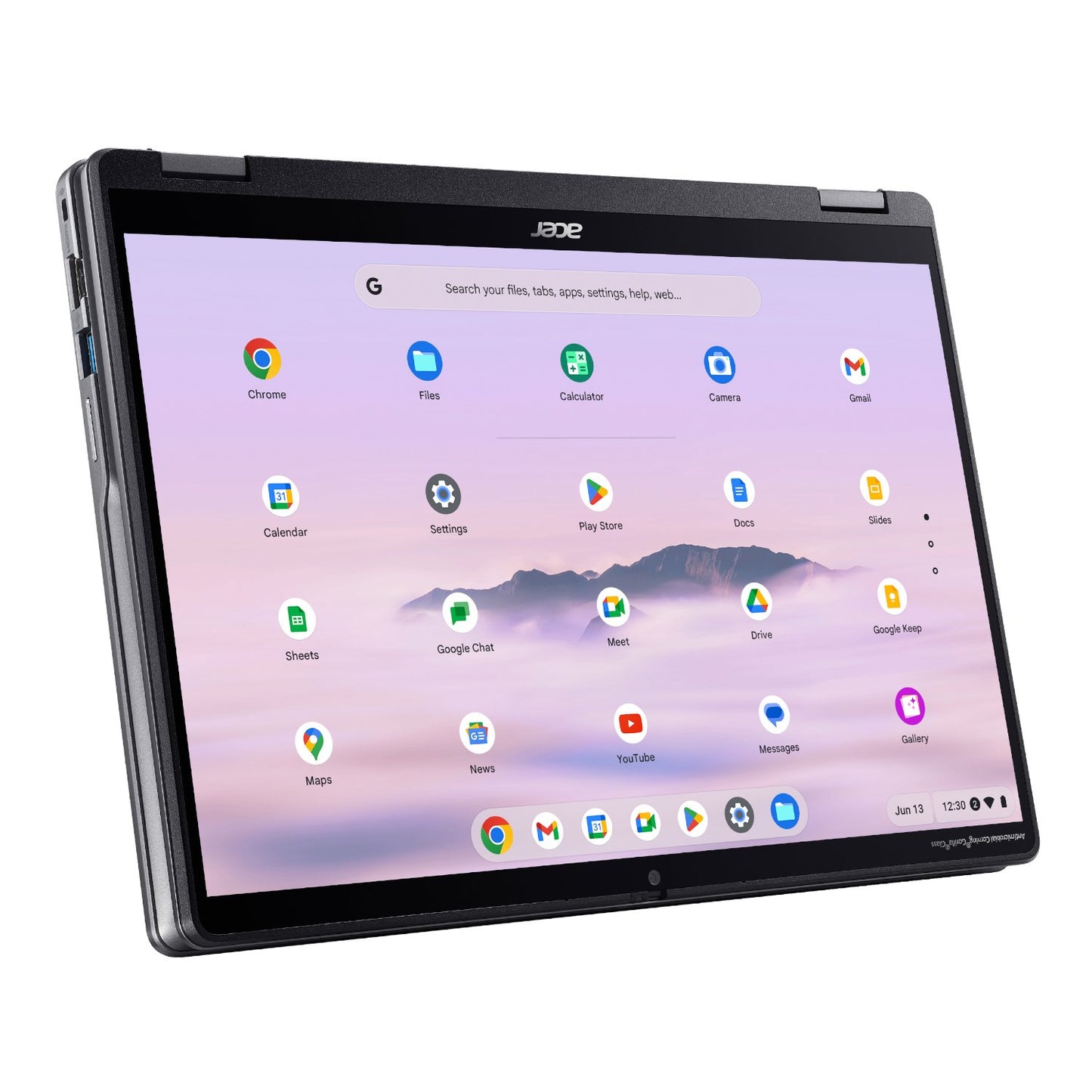 Acer Chromebook Plus Spin 514 14-inch 2-in-1 touchscreen laptop with i5, 8GB RAM, 256GB storage running Chrome OS.
