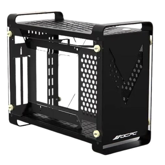 Compact PC enclosure with black finish and optimized airflow