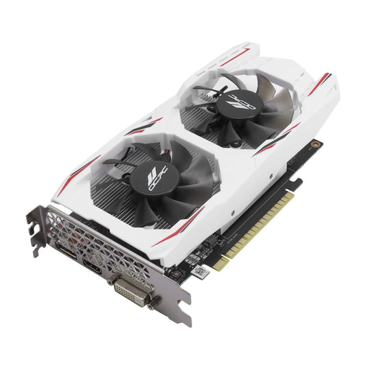 OCPC GTX 1650 XE White 4GB GDDR6 graphics card with dual fans, 128-bit bus, 2-slot design