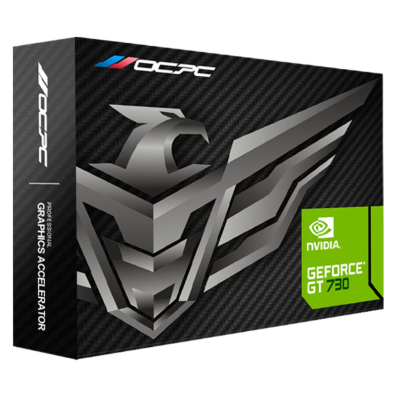 OCPC graphics accelerator box with NVIDIA GeForce GT 730 logo on a white background