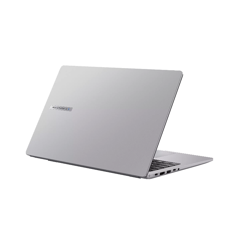 Silver laptop on a white background