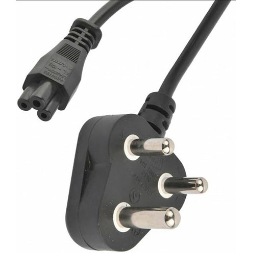 MicroWorld STD Clover Power Cable (1), 1.5m, black with three-pin plug for laptops and monitors