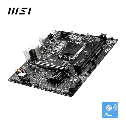 Close-up of the LGA 1700 CPU socket and two DDR5 DIMM slots.