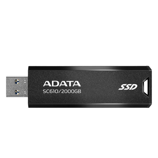 Close-up of ADATA SC610 portable SSD in red and black color options