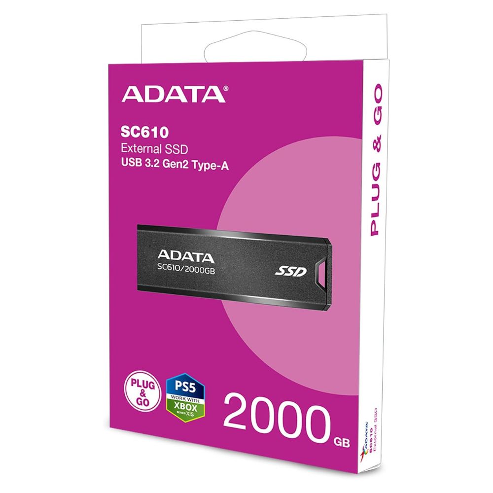 ADATA USB 3.2 Gen 2 SSD stick with capless, retractable design