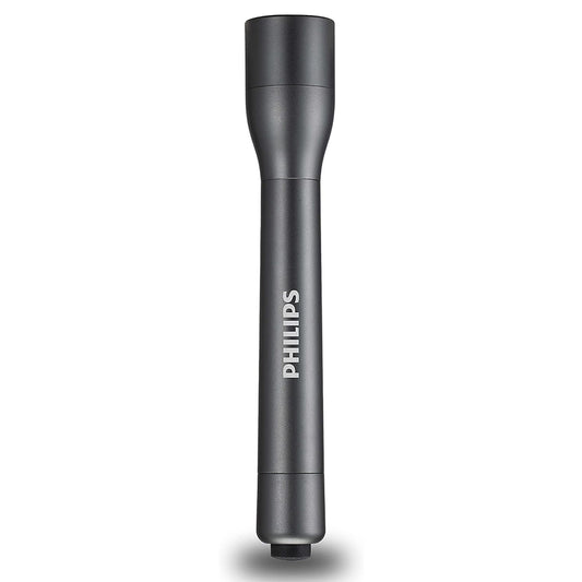Philips LED Torch SFL4002T/10 with 2 AA batteries, 110 lumens, 100 m beam for indoor and outdoor use.