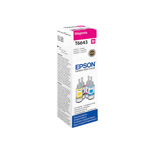 Epson T6643 Ecotank Magenta ink bottle (70ml). 7500 pages @ 5% coverage