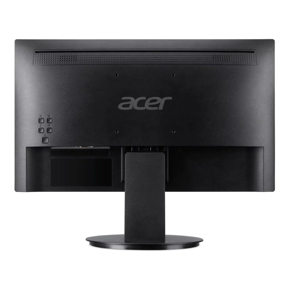 Back view of the Acer V206Q 19.5" HD+ LED monitor showing the power button on a white background