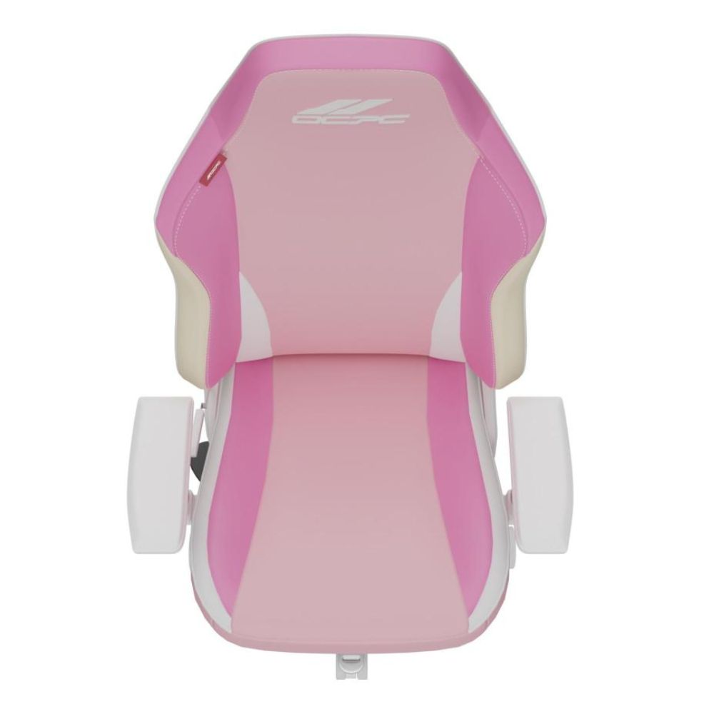 OCPC AMR-12 Amore Kids Gaming Chair in pink with white accents, adjustable racing-style seat for children and teens.