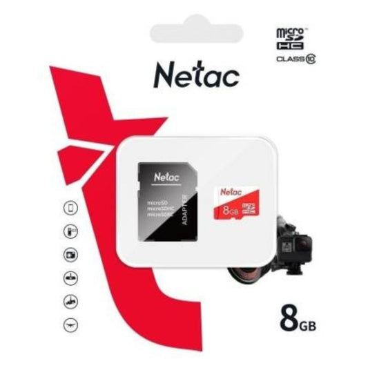 NETAC ECO 8GB microSD Card with SD adapter, Class 10, 30 MB/s read, 25 MB/s write