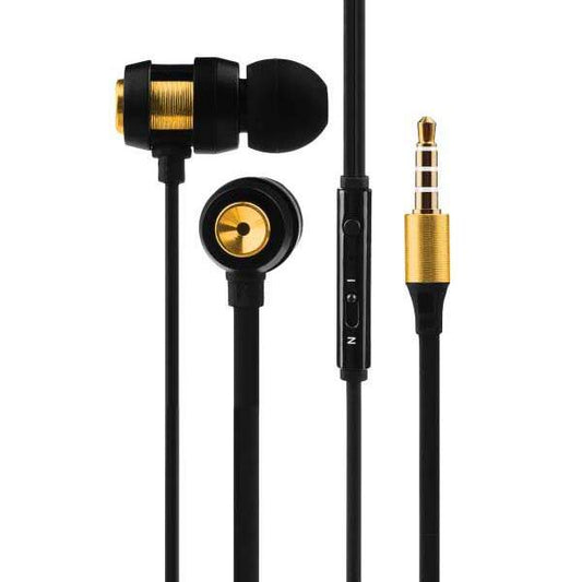 Volkano Alloy Series Metal Earphones - Black and Gold