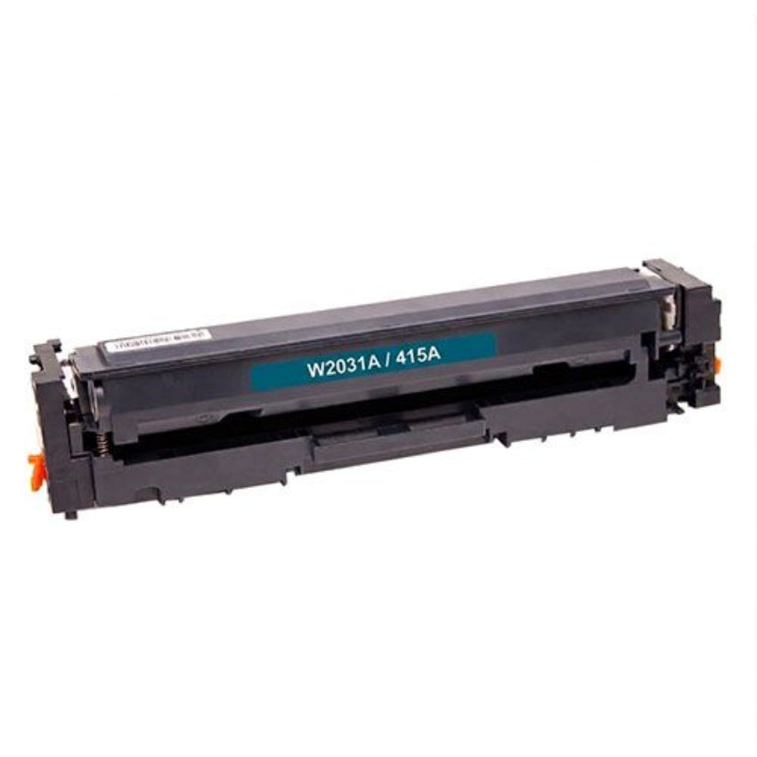 A black toner cartridge with a cyan label reading 'W2031A / 415A' on a plain white background.