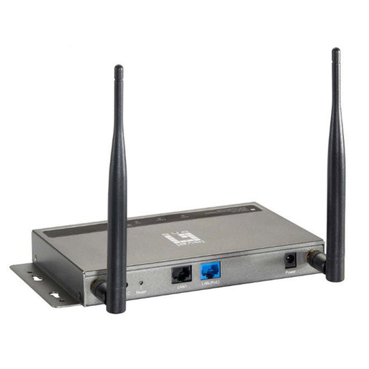 The AP mounted on a warehouse or factory ceiling.