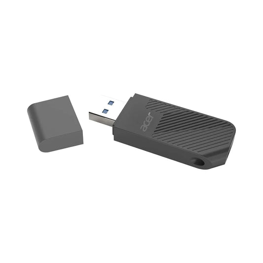 Acer UP200 USB2.0 Black Flash drive with cap on a white background