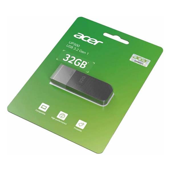 Acer UP300 32GB USB 3.2 Gen 1 Flash Drive – High-Speed 120MB/s, Portable Memory Stick, Black
