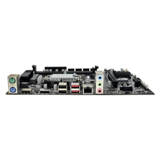 View of the backplate of the Arktek H810M Chipset socket 1851 micro atx motherboard showing the PS2, HDMI, DisplayPort, USB, LAN and Audio ports