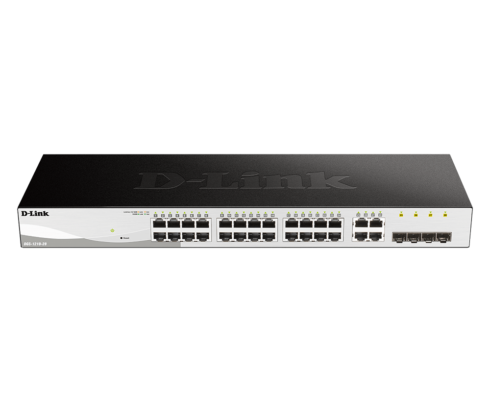 D-Link 28-Port Gigabit Smart Managed Switch; 24 port 10/100/1000Base-T ports + 4 SFP ports